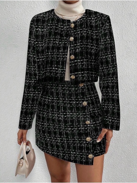 SHEIN Dresses & Skirts - Black & White Tweed Two-Piece Set